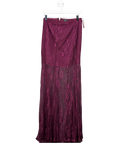 Karen Millen Purple Sheer Lace Godet Woven Maxi Skirt UK 6