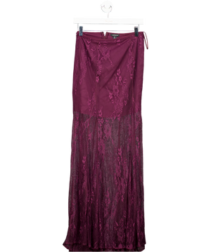 Karen Millen Purple Sheer Lace Godet Woven Maxi Skirt UK 6