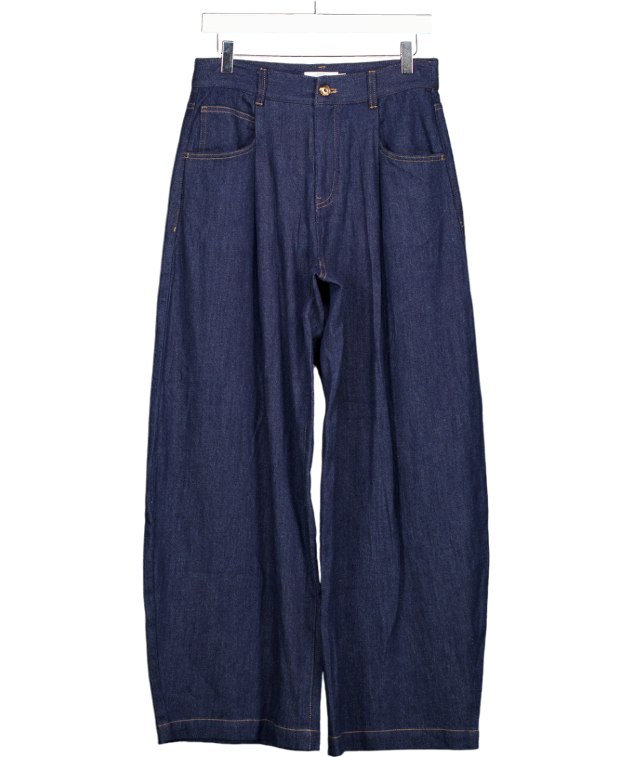 Fabrique X Roderic Wong Dark Blue  Balloon Leg Jeans In Cotton Linen Denim UK M