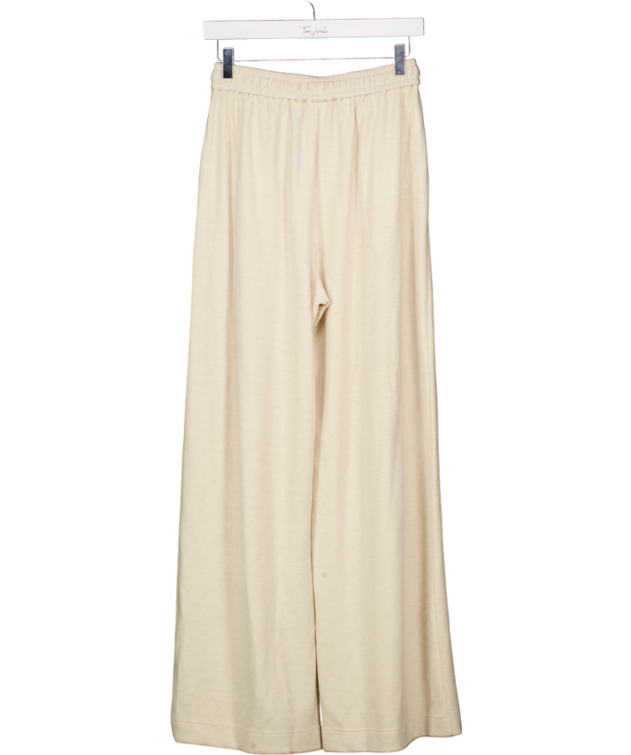 Fabrique X Clara Asea Beige Aseasa Wide Leg Casual Trousers In Cotton Knit UK M