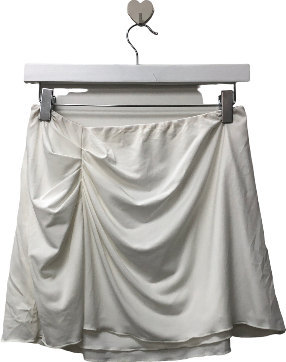 Oh Polly White Slinky Jersey Mid Rise Ruffle Layer Mini Skirt In Ivory UK 10