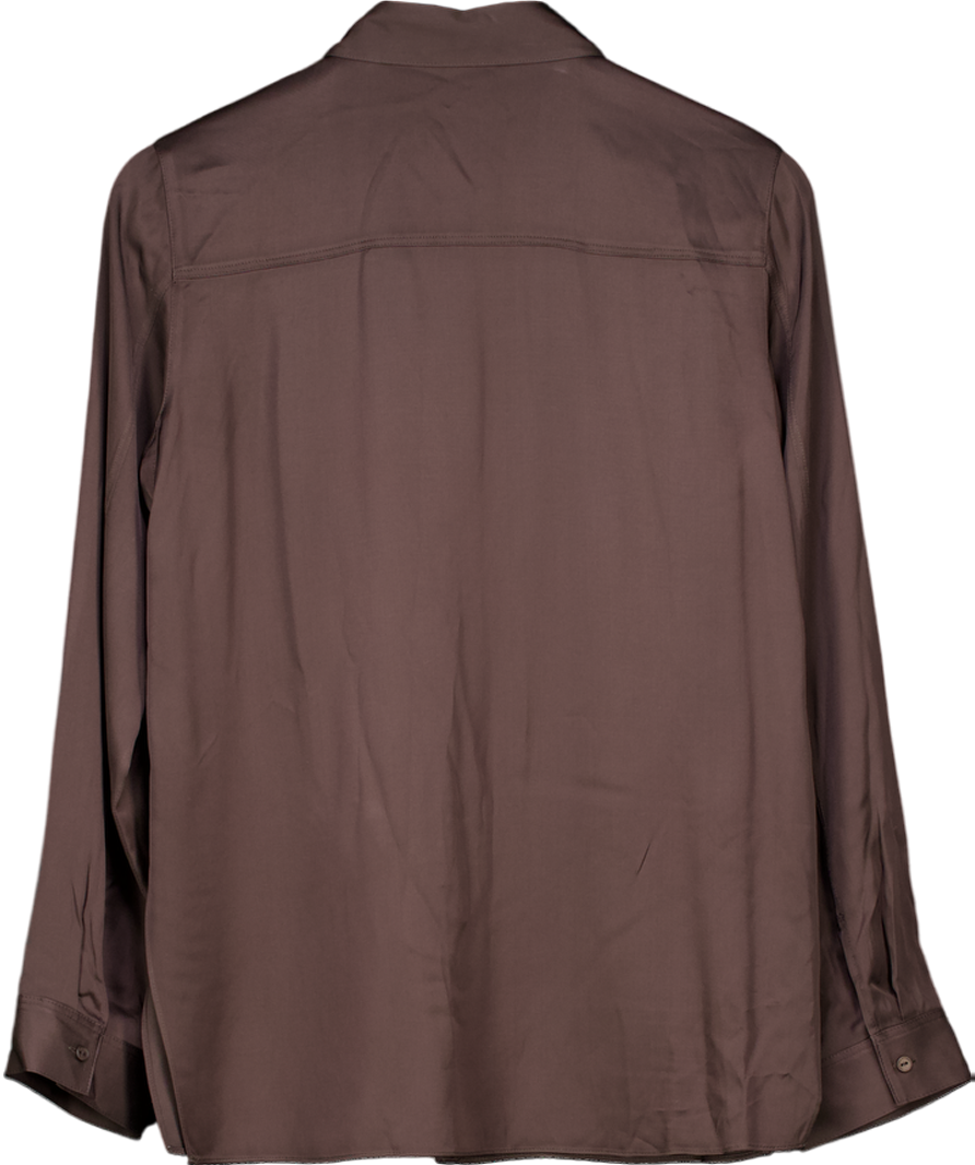 Massimo Dutti Black Flowing Long Sleeve Viscose/Linen blend Satin Shirt UK S