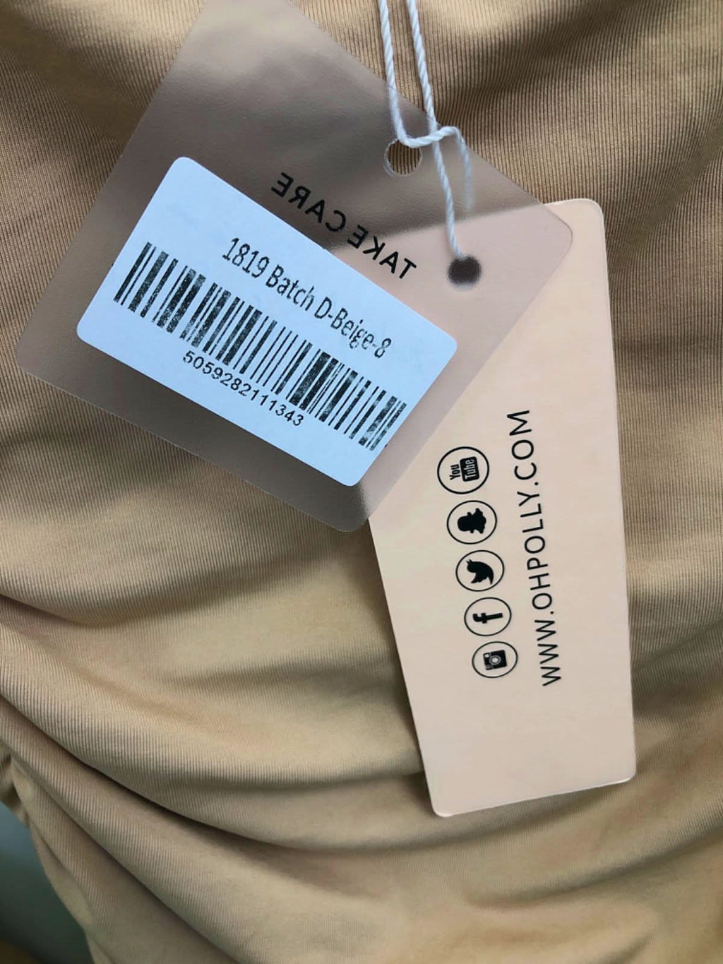 Oh Polly Beige Ruched Long Sleeve Mini Dress Size 8