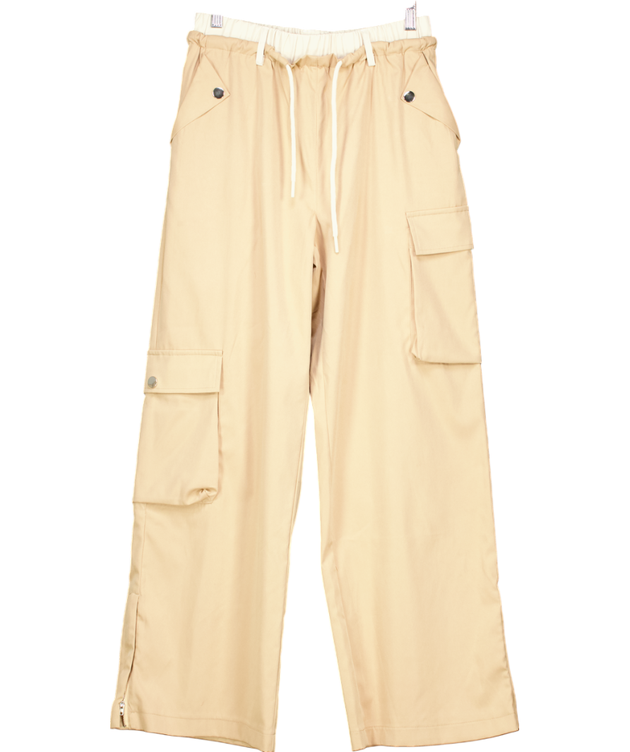 Beige Wide Leg Combat Trousers UK M