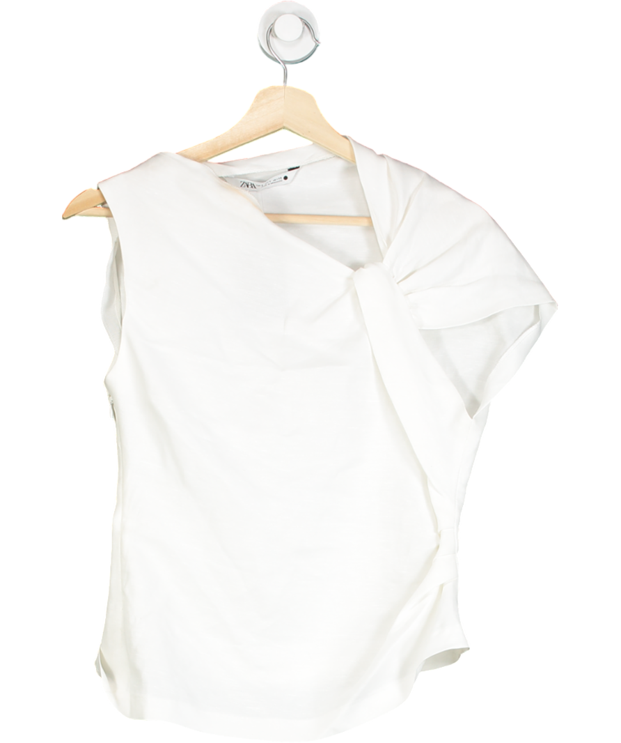 ZARA White Shoulder Fold Top UK S