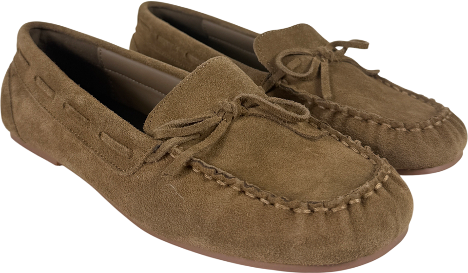 ASOS Brown Mirth Suede Bow Detail Loafers In Taupe UK 5 EU 38 👠