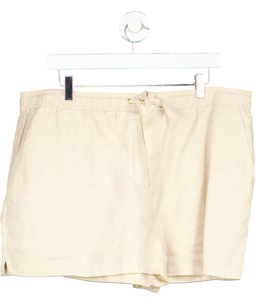 MANGO Beige Straight-fit Linen Shorts UK XXL