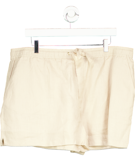 MANGO Beige Straight-fit Linen Shorts UK XXL