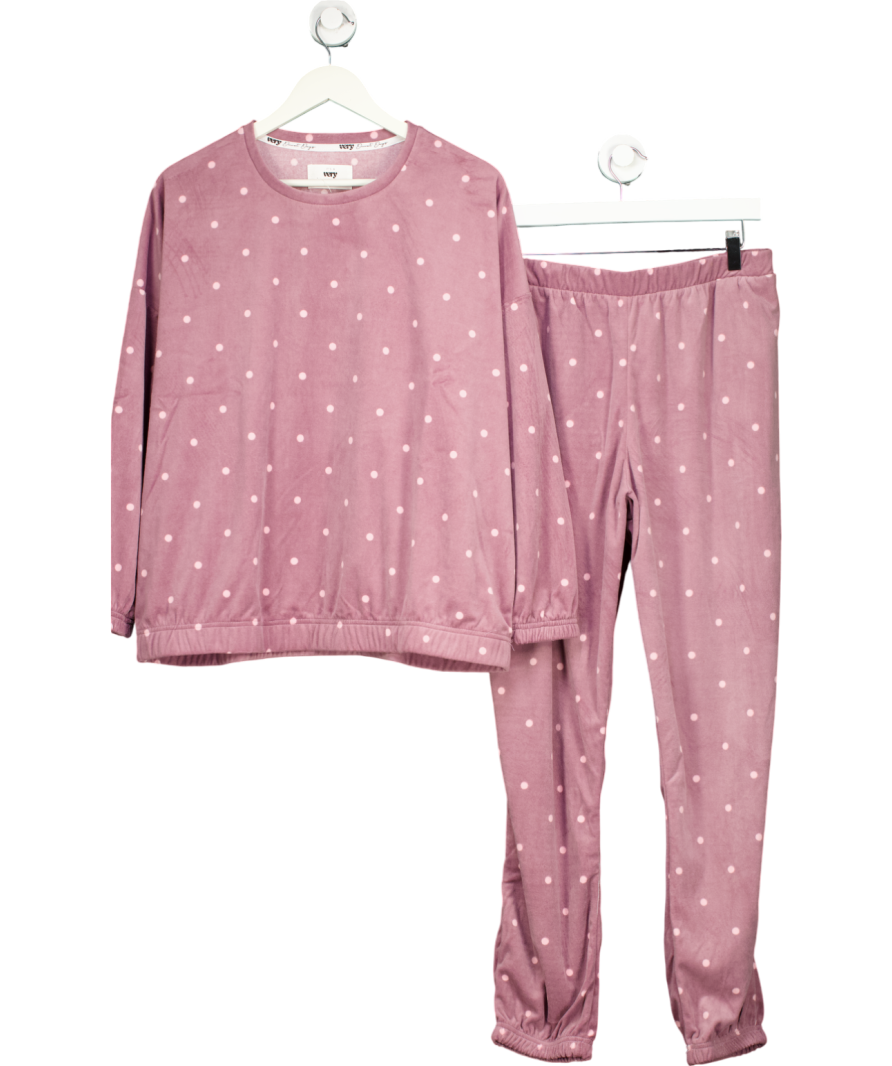 Very Purple Polka Dot Fleece Pyjama Set UK 20