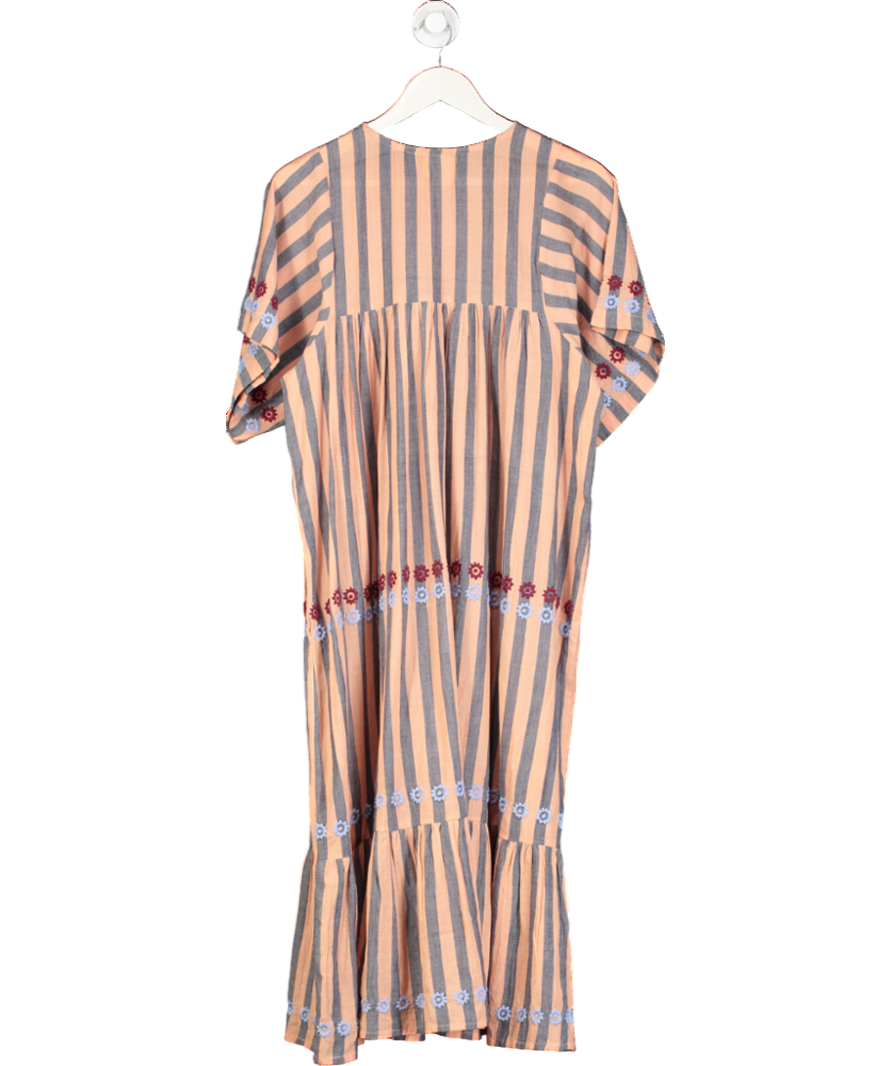 Aldona Orange Embroidered Smock Maxi Dress UK S