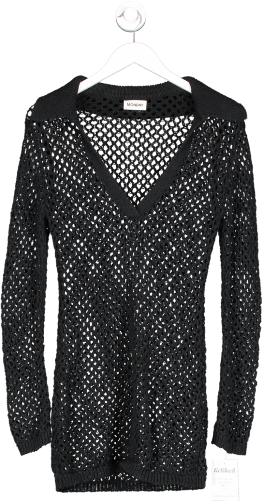 Monday Swimwear Newport Dress Black Crochet UK S