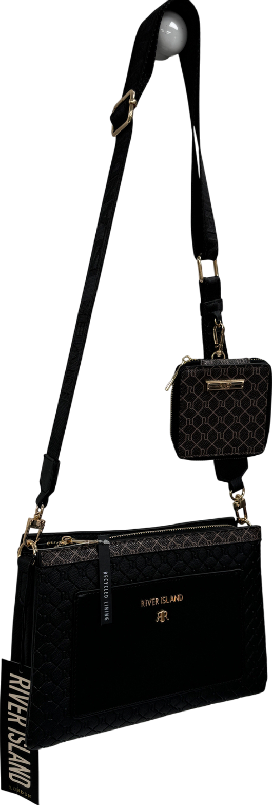 River Island Black Ri Monogram Pouch Cross Body Bag One Size