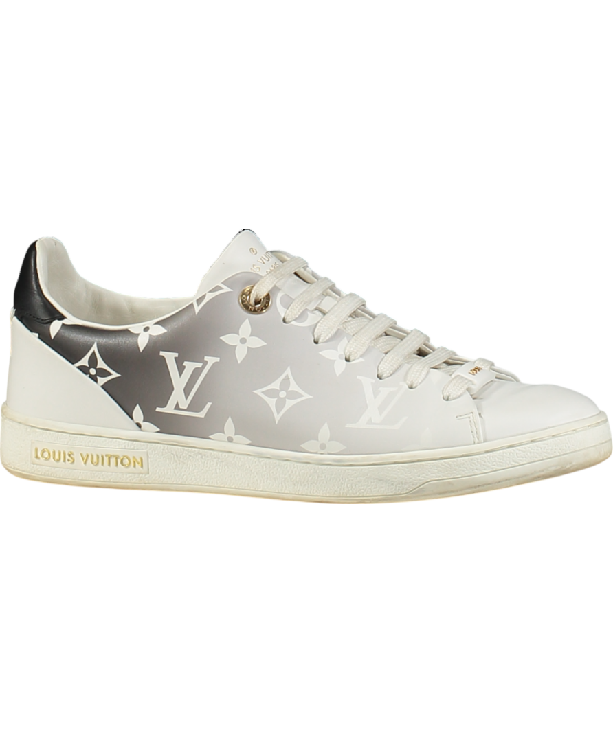 Louis Vuitton White Calfskin Monogram Frontrow Sneakers White/ Black Ombre UK 2.5 EU 35.5 👠