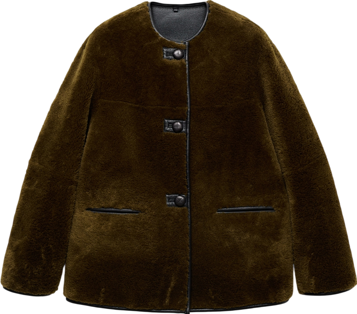 MANGO Green Fur-effect Coat With Appliqués UK L