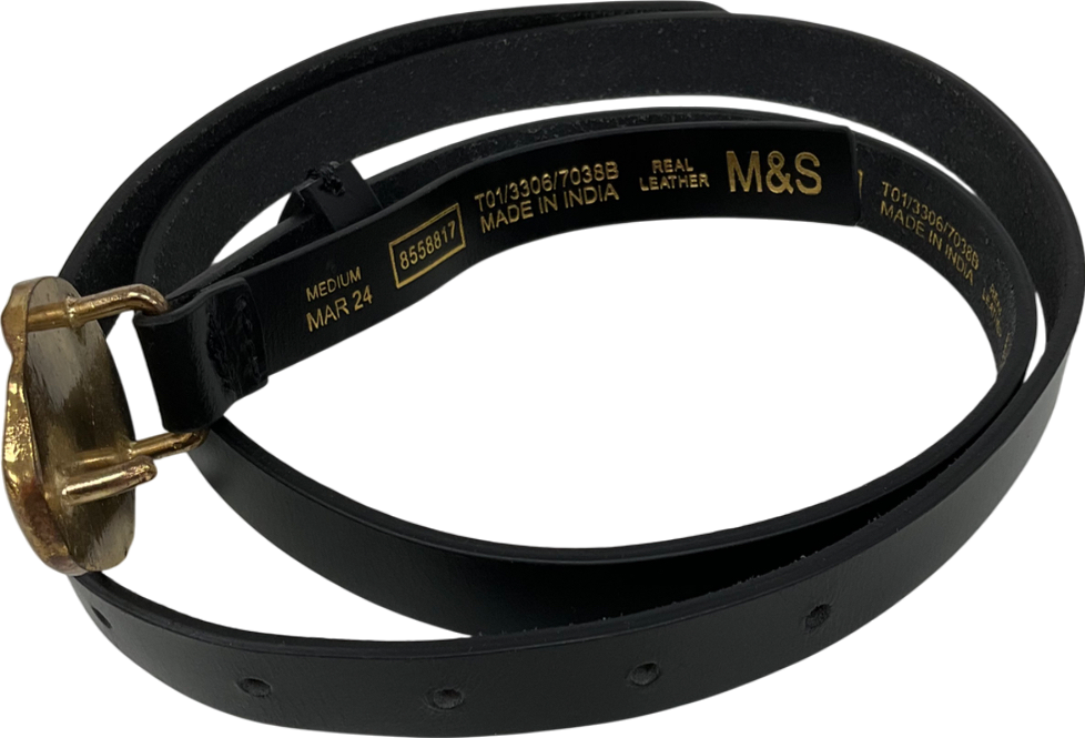 M&S Black Leather Belt UK M