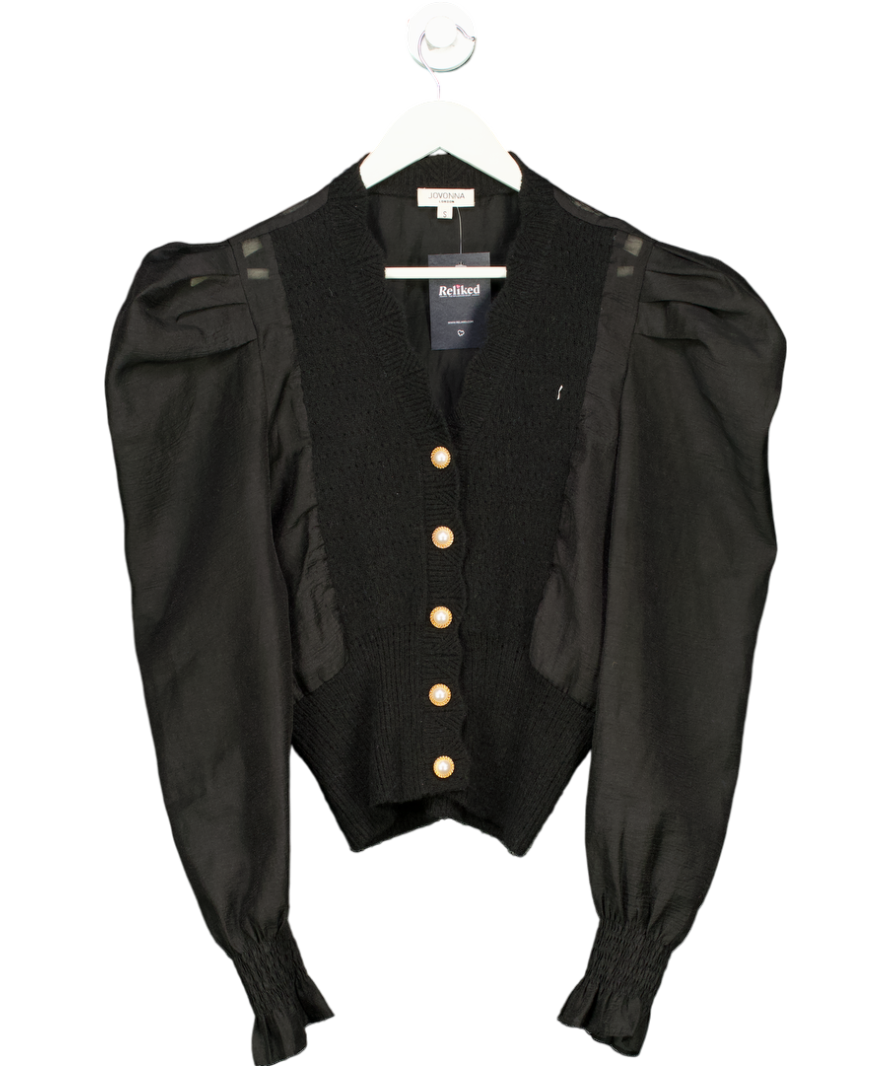 Jovonna London Black The Fen Puff. sleeve Cardigan UK S