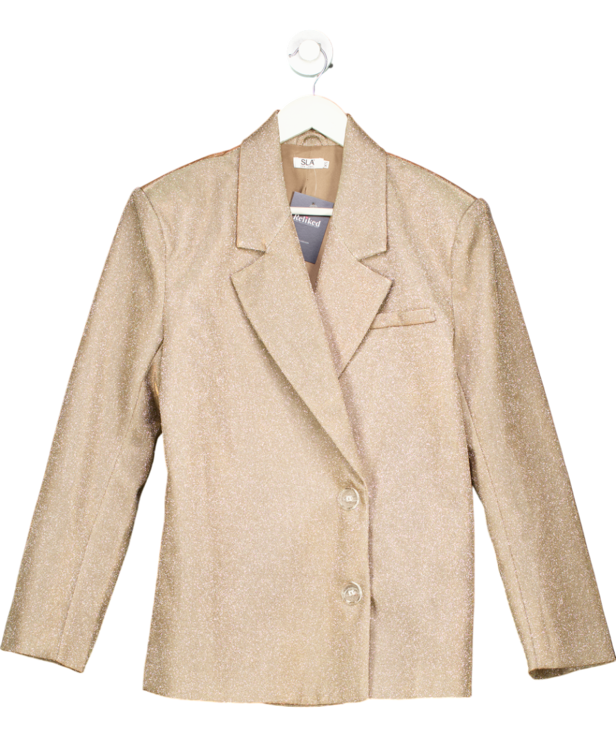 SLA the label Metallic Bronze Glitter Oversize Blazer UK XS
