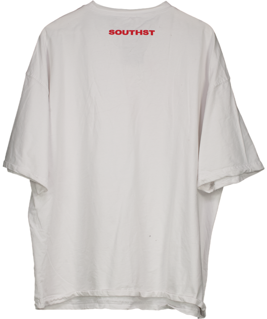 SOUTH.ST White "i'm Boring Baby" Slogan T-shirt UK XL