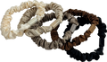 Set Of 5 Skinny Satin Scrunchies - Neutrals