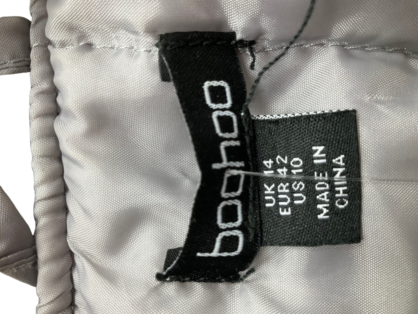 boohoo Grey Contrast Blanket Stitch Wool Look Jacket UK 14