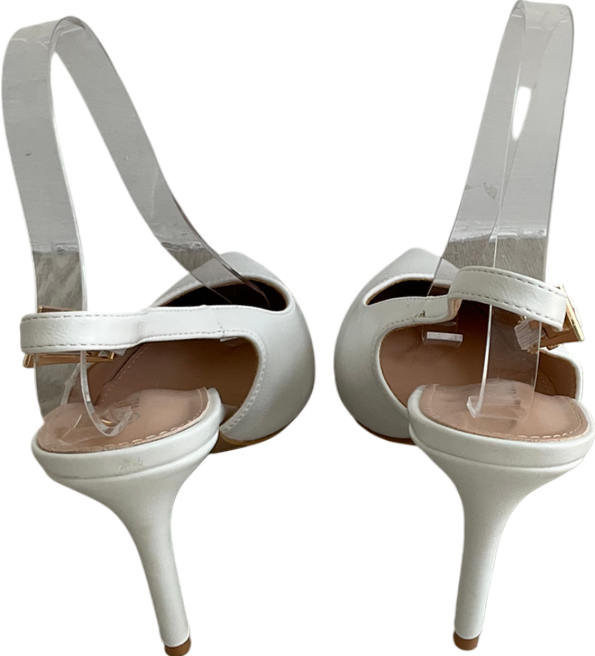 C&L Fashion White Pointed Toe Slingback Heels UK 7 EU 40 👠