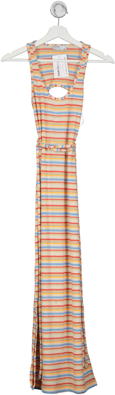 Bershka Multicoloured Striped Knitted Backless Dress UK S