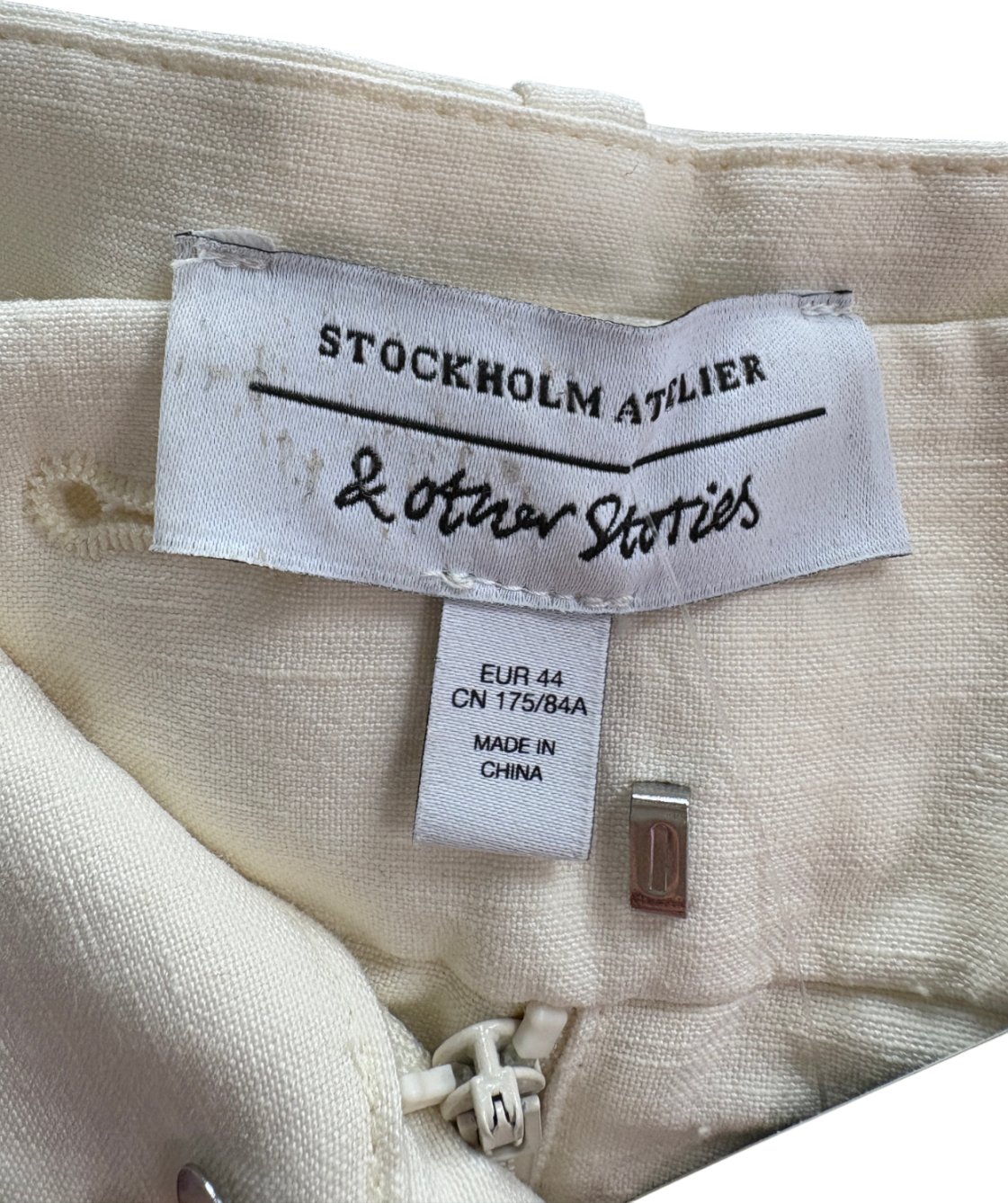 & Other Stories Cream High Waist Silk Trousers UK 16