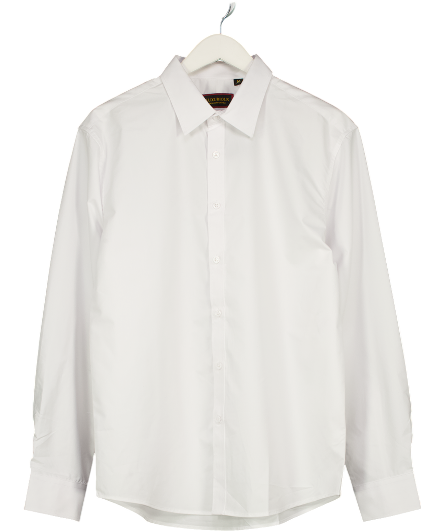 Luxurious White Classic Fit Shirt UK M