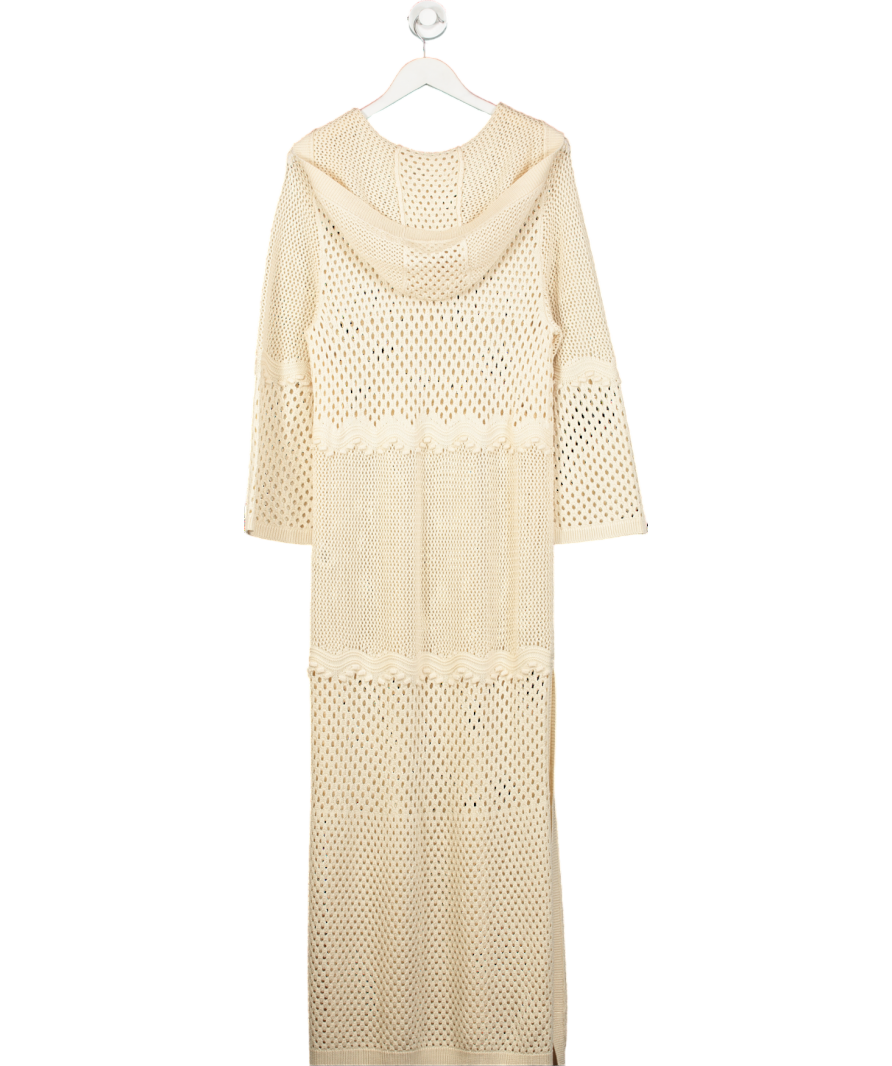 EVARAE Cream Ahlya Knitted Hoodie Dress UK 8