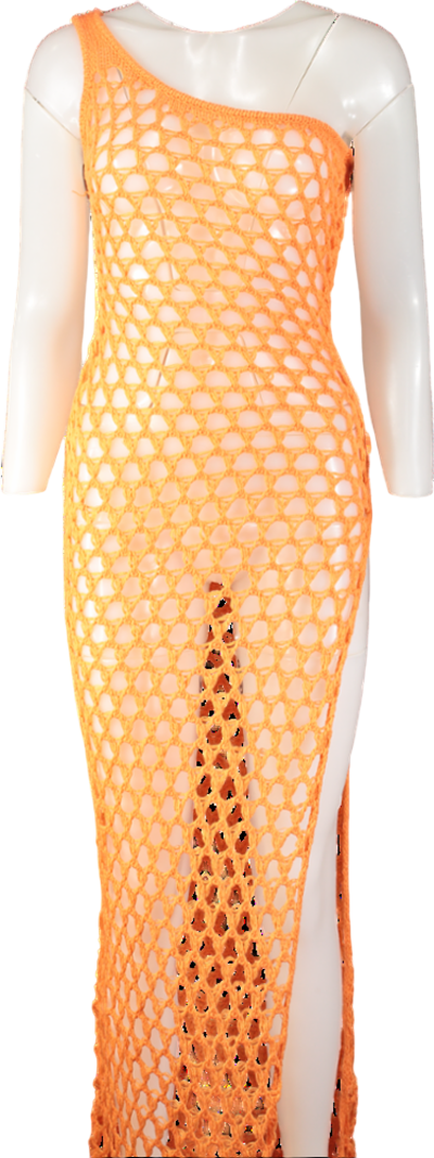 WHITE FOX Orange In My Feelings Crochet Maxi Dress UK XS/S