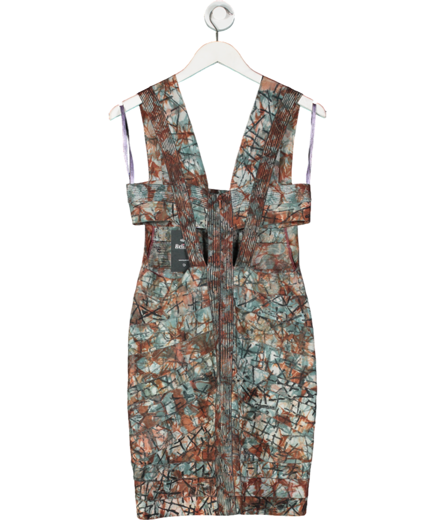 Herve Leger Blue Graffiti Iconic Bandage Dress UK L