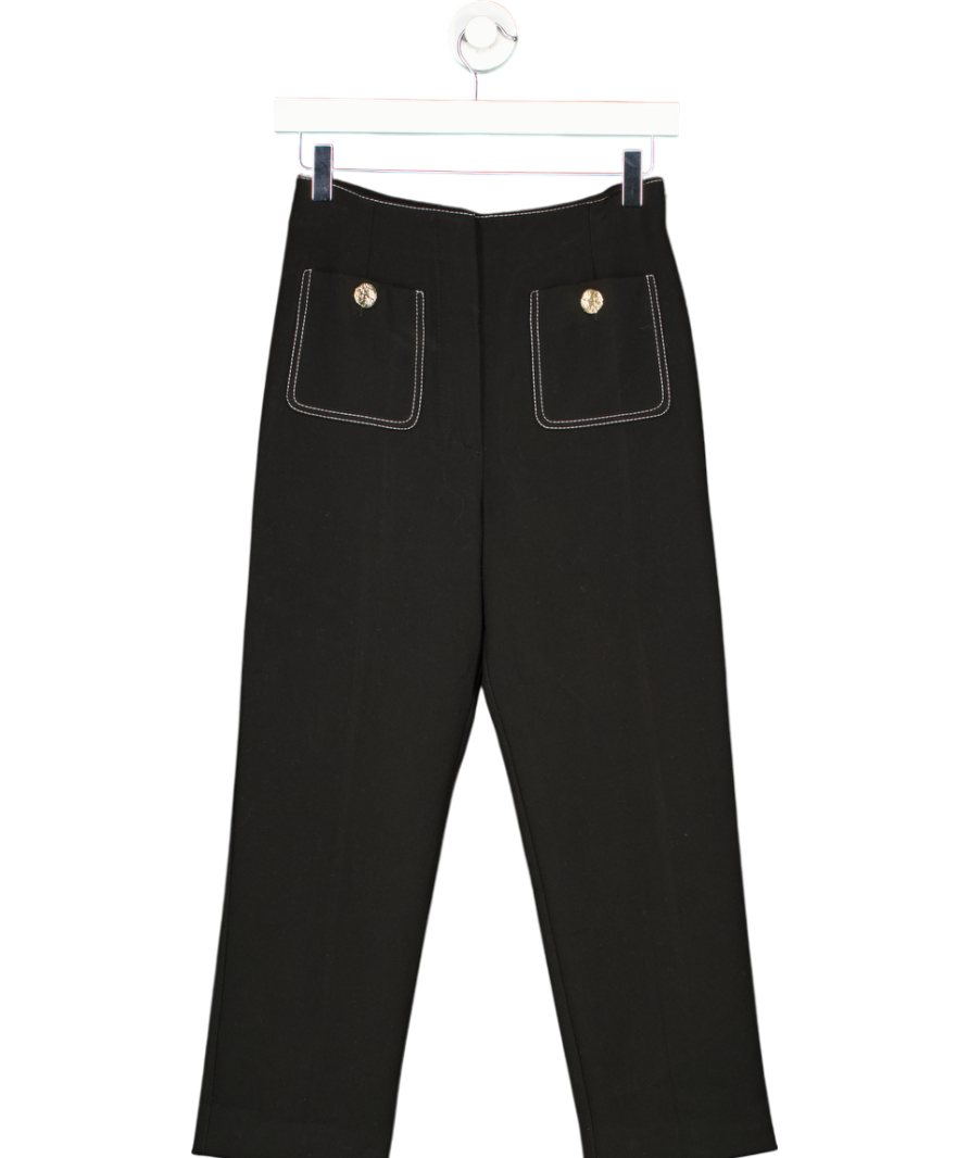 Uterque Black Contrast Stitch Cropped Trousers UK XS