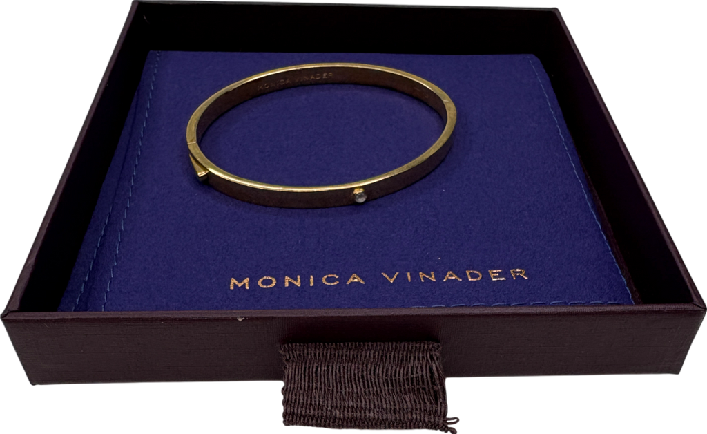 Monica Vinader 18k Gold Lab Grown Diamond Solitaire Bangle