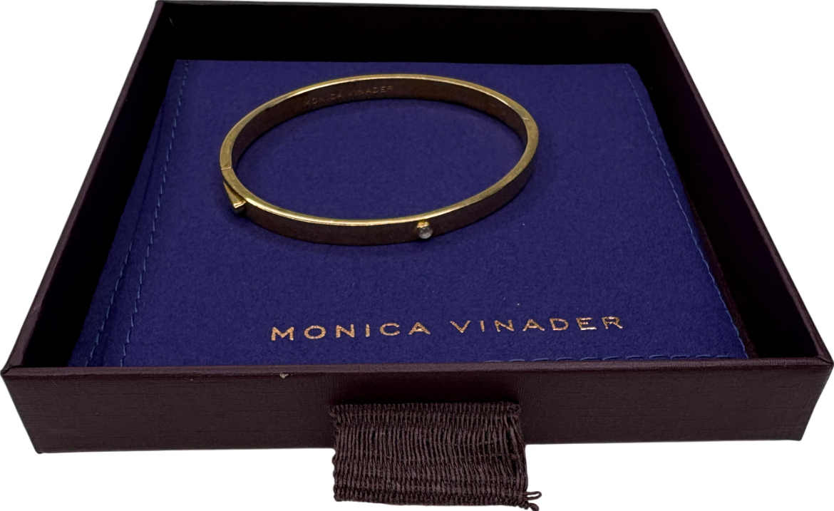 Monica Vinader 18k Gold Lab Grown Diamond Solitaire Bangle