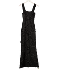 PRETTY LAVISH Black Gigou Crochet Floral Maxi Dress UK 6