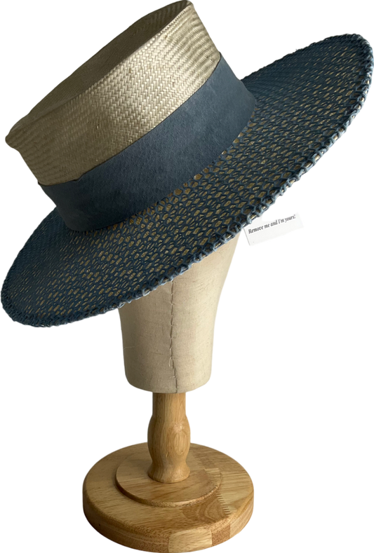 vivien sheriff Blue Spin Wheel Straw Hat