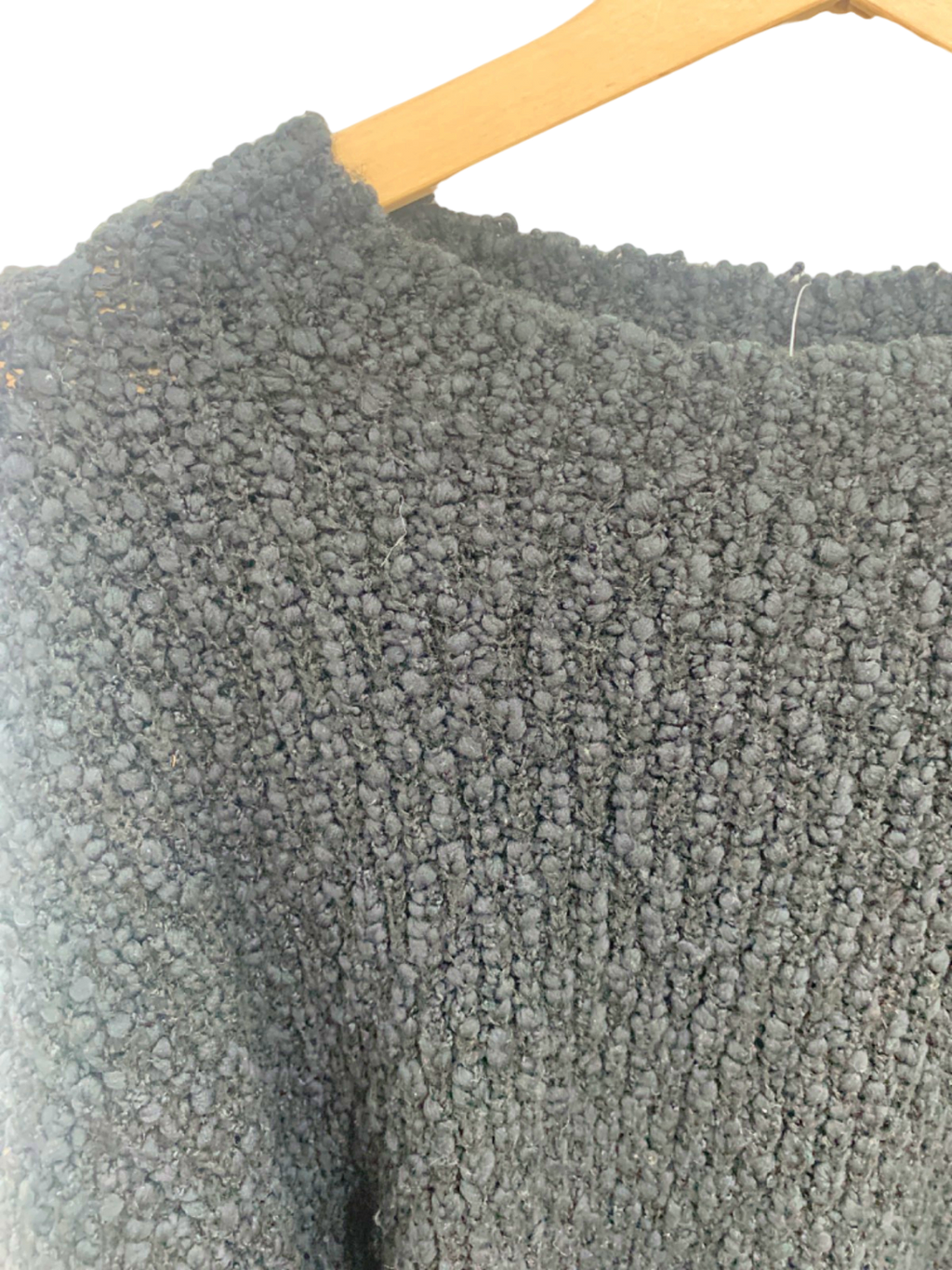 Zara Black Bouclé Knit Cropped Jumper UK M