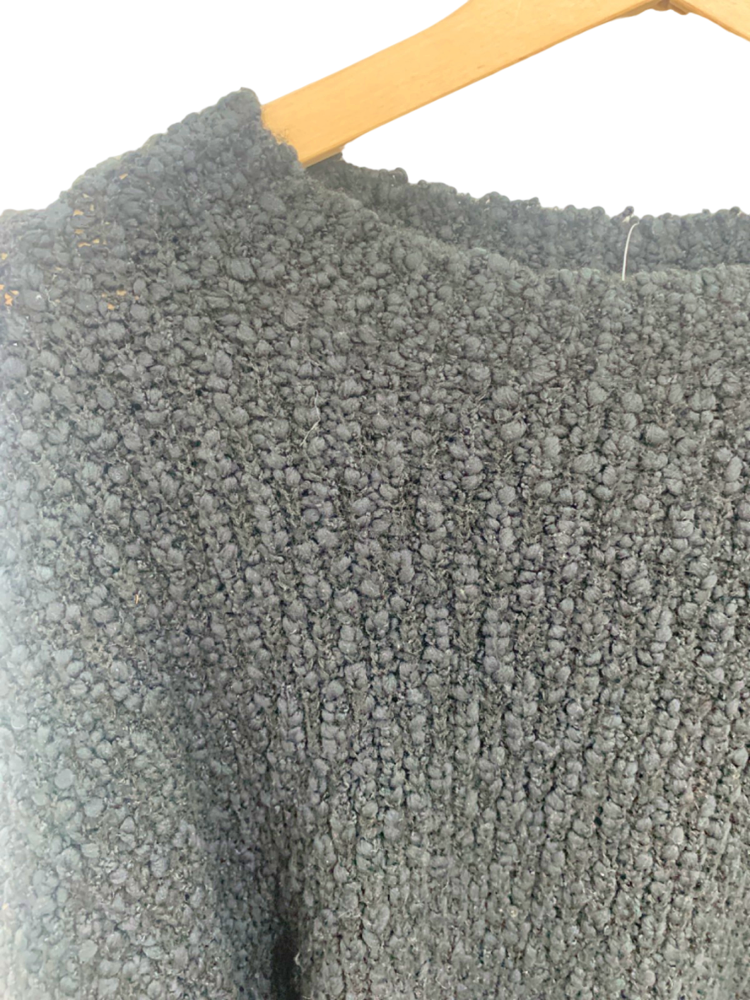 Zara Black Bouclé Knit Cropped Jumper UK M