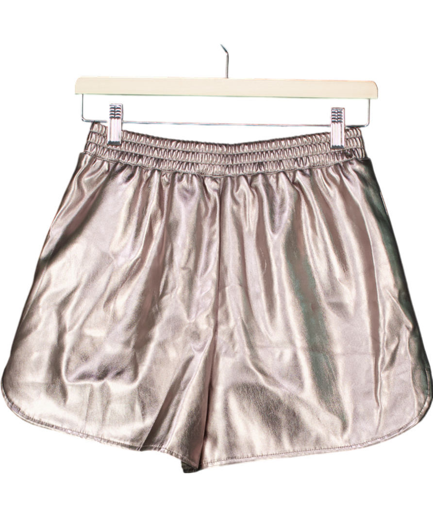 Topshop Metallic Gunmetal Faux Leather Runner Shorts UK 8