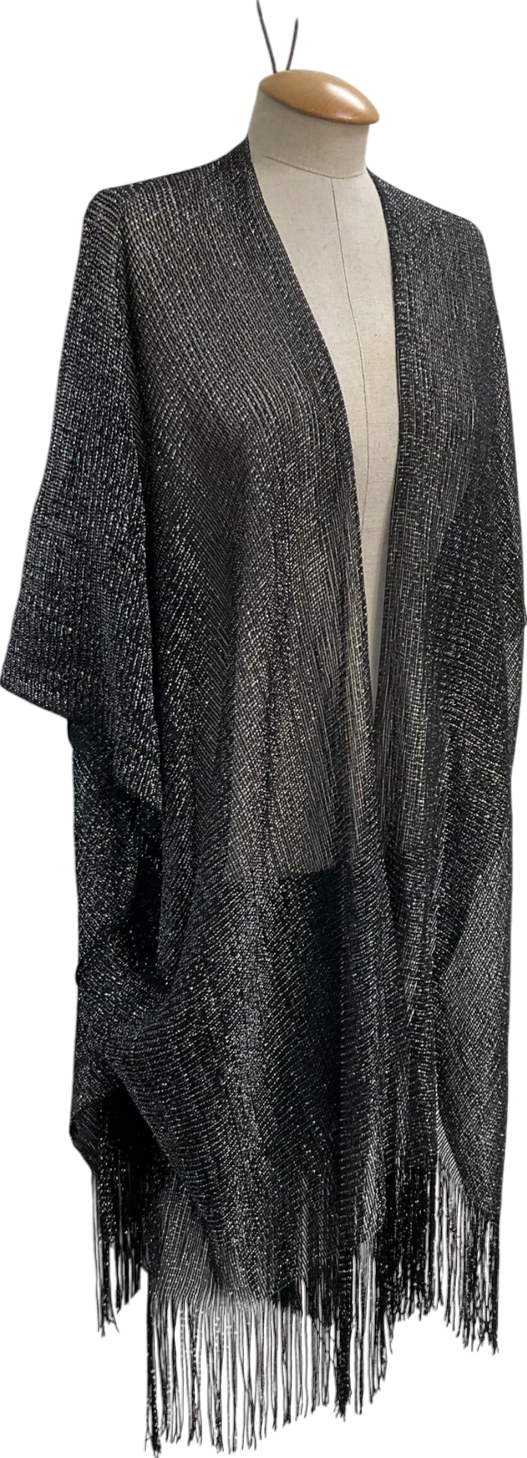 Bibi Bijoux Black Metallic Thread Kaftan One Size