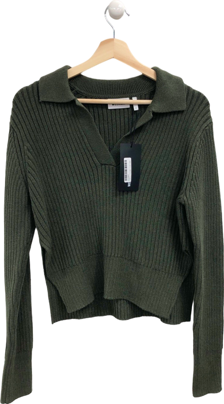 Weekday Green Halima Pike Rib Sweater UK S