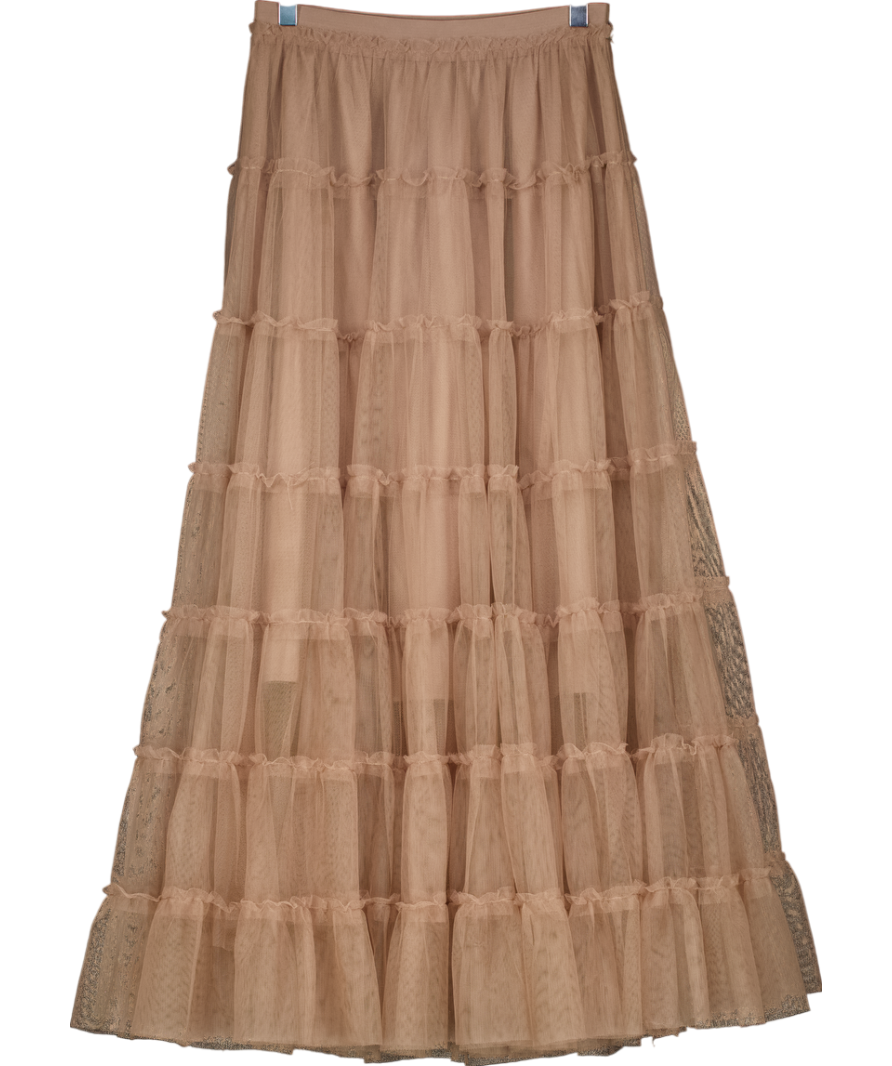 Choklate Beige Tulle Maxi Skirt UK M