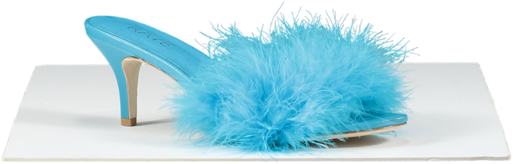 Raye Blue Feather Detail Mid Heels UK 7 EU 40 👠