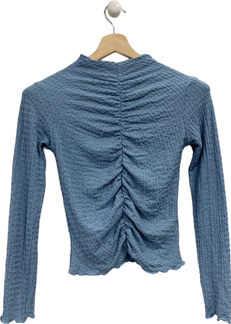 River Island Blue Sienna Long-Sleeve Textured Top UK 8