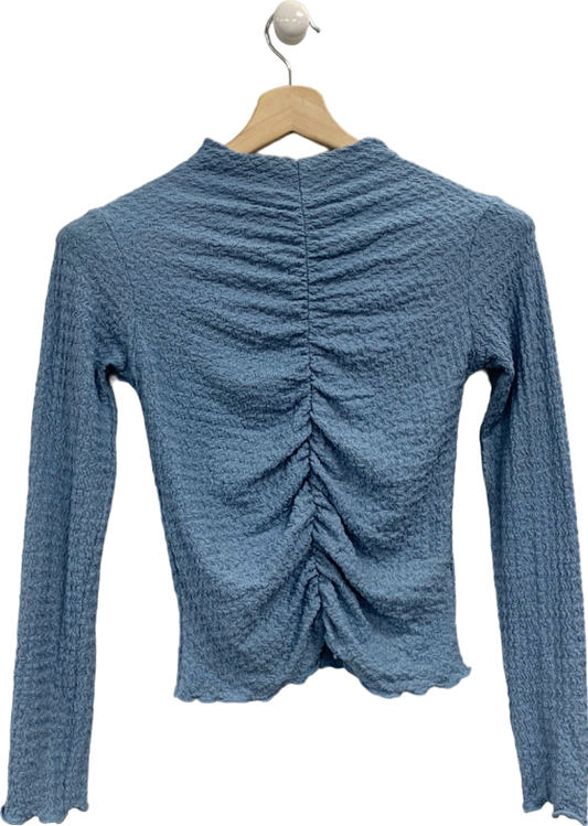 River Island Blue Sienna Long-Sleeve Textured Top UK 8