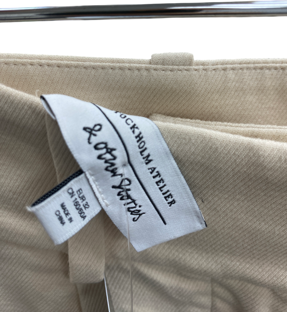 & Other Stories Beige Tailored Tapered Trousers UK 4