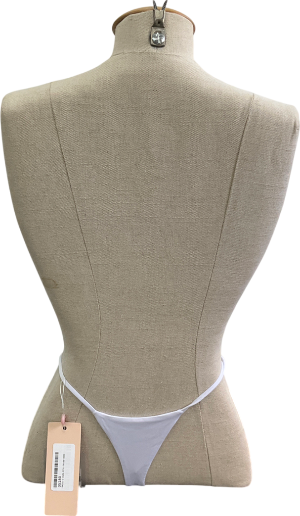 Oh Polly White Delray Ruched Thong Bikini Bottoms UK M