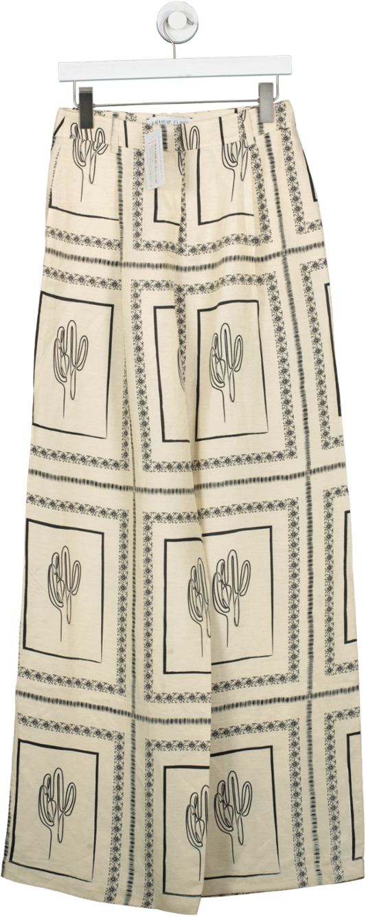 Mehtap Elaidi Cream Classic Pants With Cactus Print FR36 UK 8
