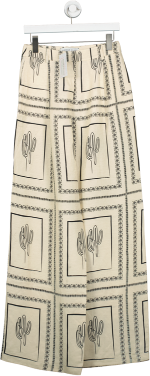 Mehtap Elaidi Cream Classic Pants With Cactus Print FR36 UK 8
