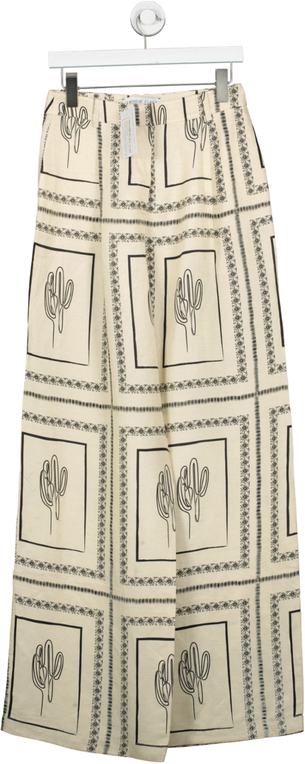 Mehtap Elaidi Cream Classic Pants With Cactus Print FR36 UK 8